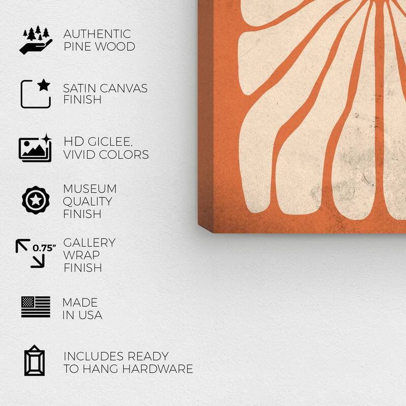 Wynwood Studio Canvas Abstract Radiant Gate Orange and Vanilla Modern & Contemporary Wall Art Canvas Print