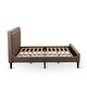 preview thumbnail 25 of 28, 3 Pc Bed Set - Bed Frame with Brown Linen Fabric Padded - Button Tufted Headboard - 2 Wooden Nightstand (Bed Size Options)