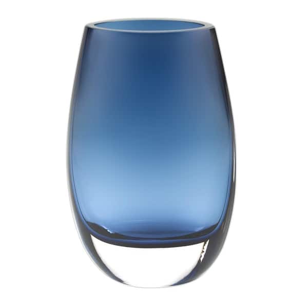 8 Mouth Blown Glass European Made Midnight Blue Pocket Shaped Vase