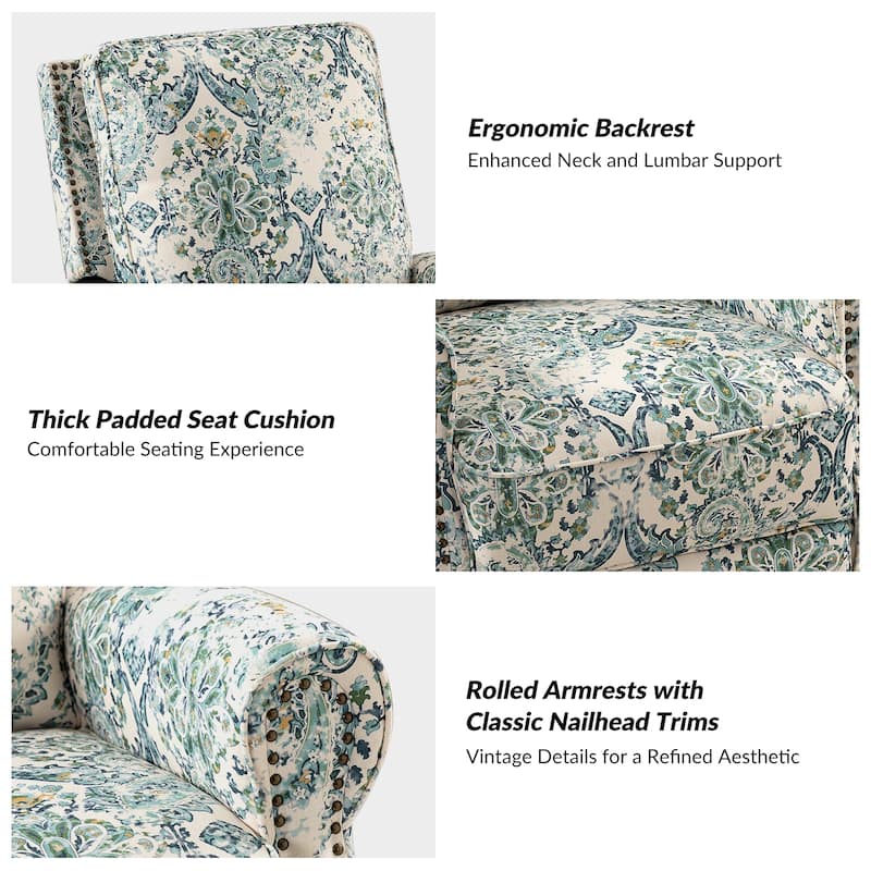 Roderich Farmhouse Floral Print Swivel Rocker Recliner with Rolled Arms Set of 2 by HULALA HOME