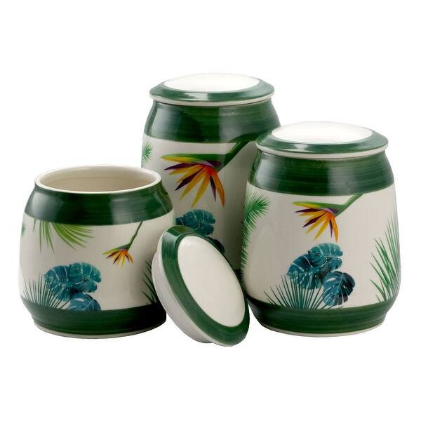 Elama Birds of Paradise 3 Piece Ceramic Kitchen Canister Set ...