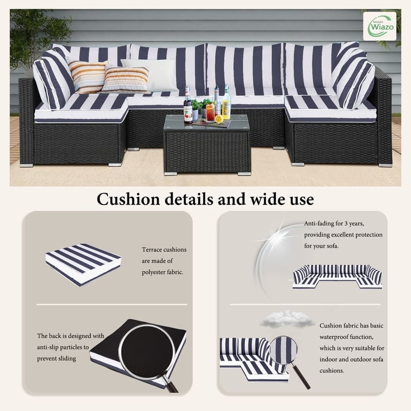 14pcs Outdoor Couch Cushions,4" Waterproof Sectional Rattan Conversation Set Cushions(Only Cushions+Covers,No Sofa) - 14PCS