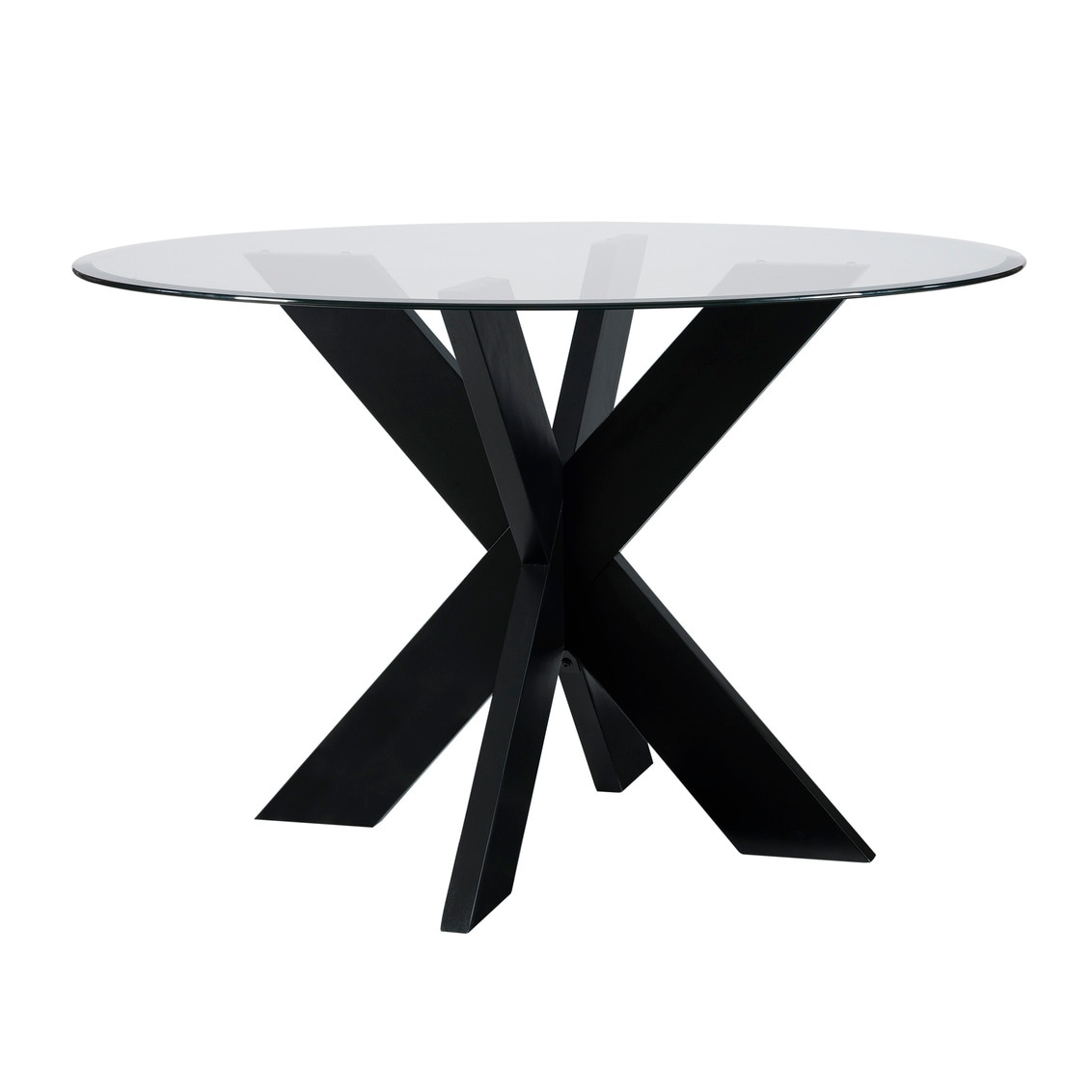 Linon Allard X-base Round Glass Dining Table (Table Only) - On