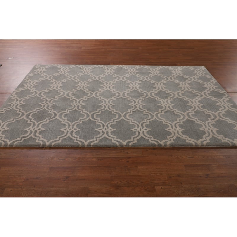 Trellis Indian Area Rug Hand-Tufted Wool Carpet - 5'0" x 8'0"