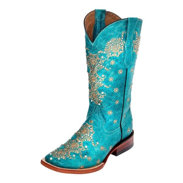 turquoise flat boots