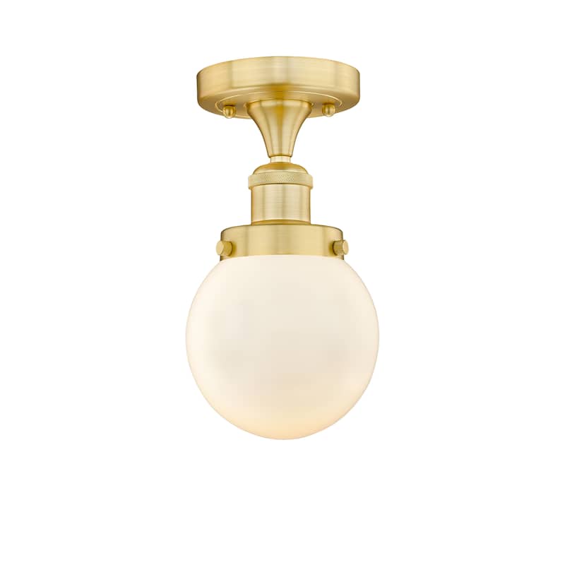 Innovations Lighting Beacon - 1 Light 6" Semi-Flush Mount - Satin Gold/Matte White