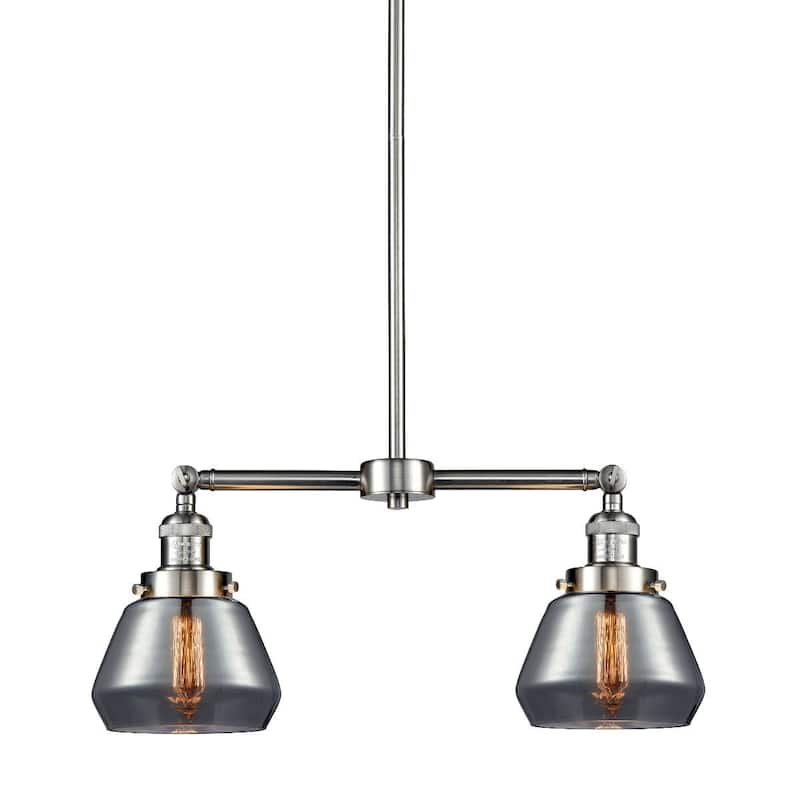 Innovations Lighting Fulton 2 Light 21" Wide Linear Chandelier - Brushed Satin Nickel / Plated Smoked