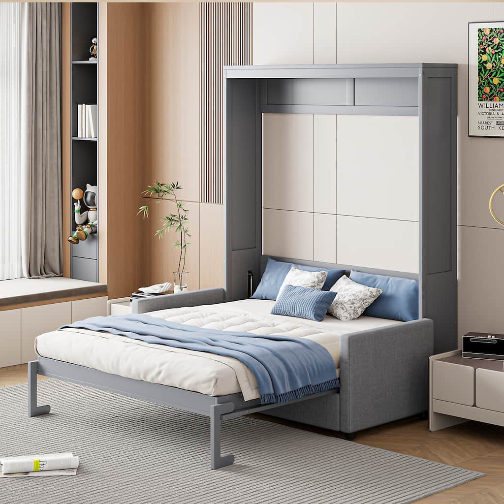 Full Size Murphy Bed Wall Bed with Cushion