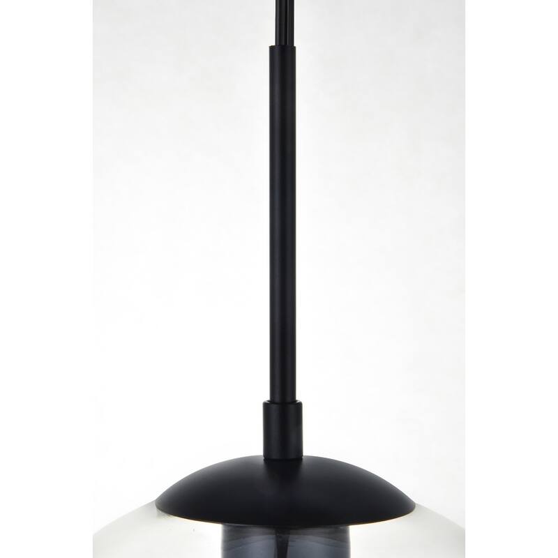 Brad 1-Light Plug in Pendant with Clear Shade - Black - 10" Diameter
