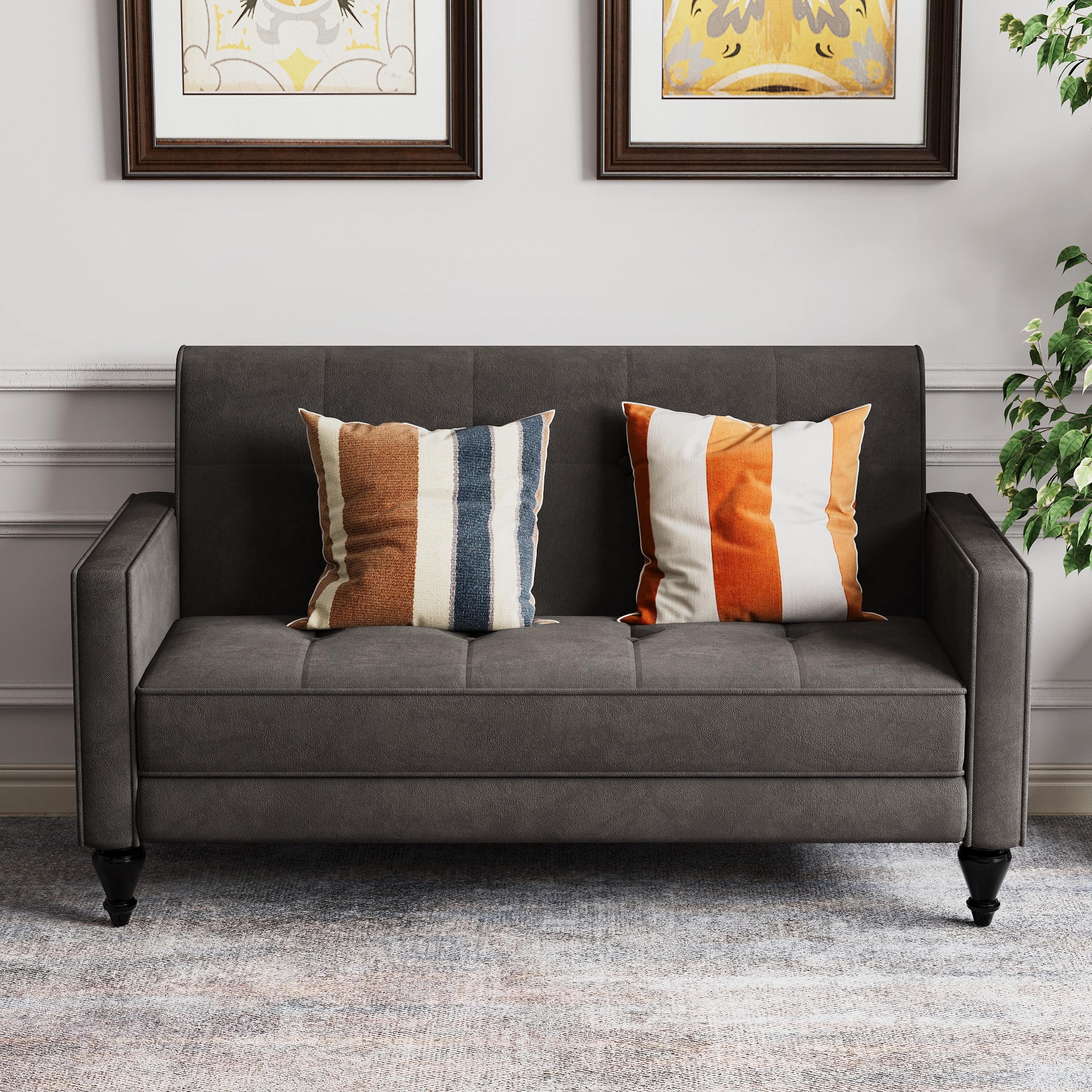 Love Seat Mini Couch Small Settee Loveseat Bench for Living Room Small Spaces Upholstered Small Loveseat Sofa Couches with