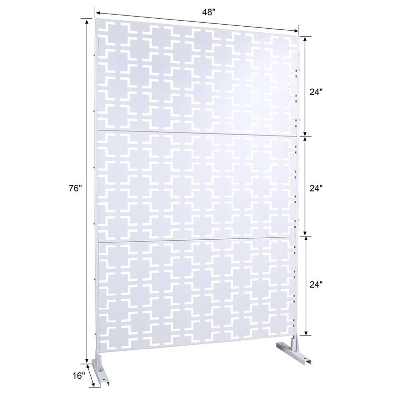 Outdoor & Indoor Privacy Screen Metal Privacy Screen 76" H×48" W - White