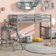 preview thumbnail 1 of 5, Gray Pine Wood Loft Bed with Platform & Ladder, Safety Rails, Easy Assembly