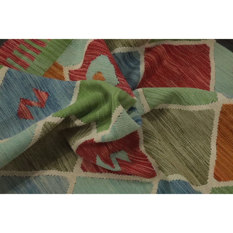 Hand Woven Southwestern Wool Multi-Colored Geometric Area Rug - 11' 9'' X 9' 0''