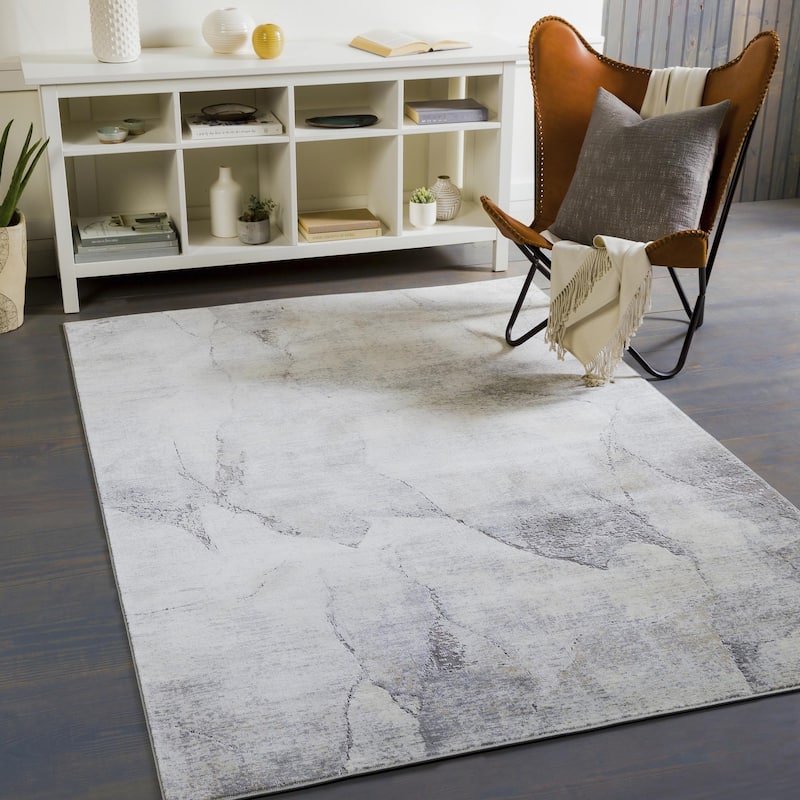 Kragg Mid-Century Abstract Area Rug - 2' x 2'11" - Fog