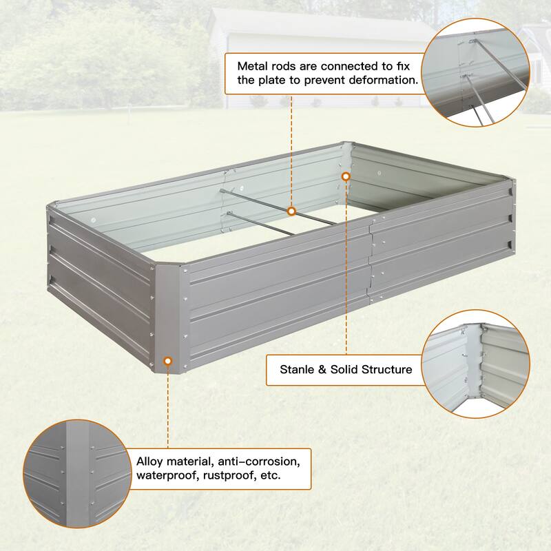 Modern Minimalist Garden Bed Patio Kit Planting Bed with Thickened Board, for Vegetables Flowers Herb - 8' x 10'