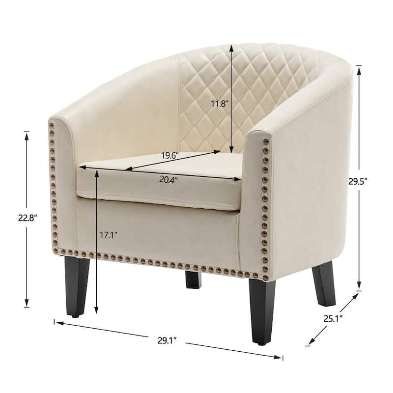 KINWELL 29" PU Faux Leather Club Armchair with Nailheads, Set of 2
