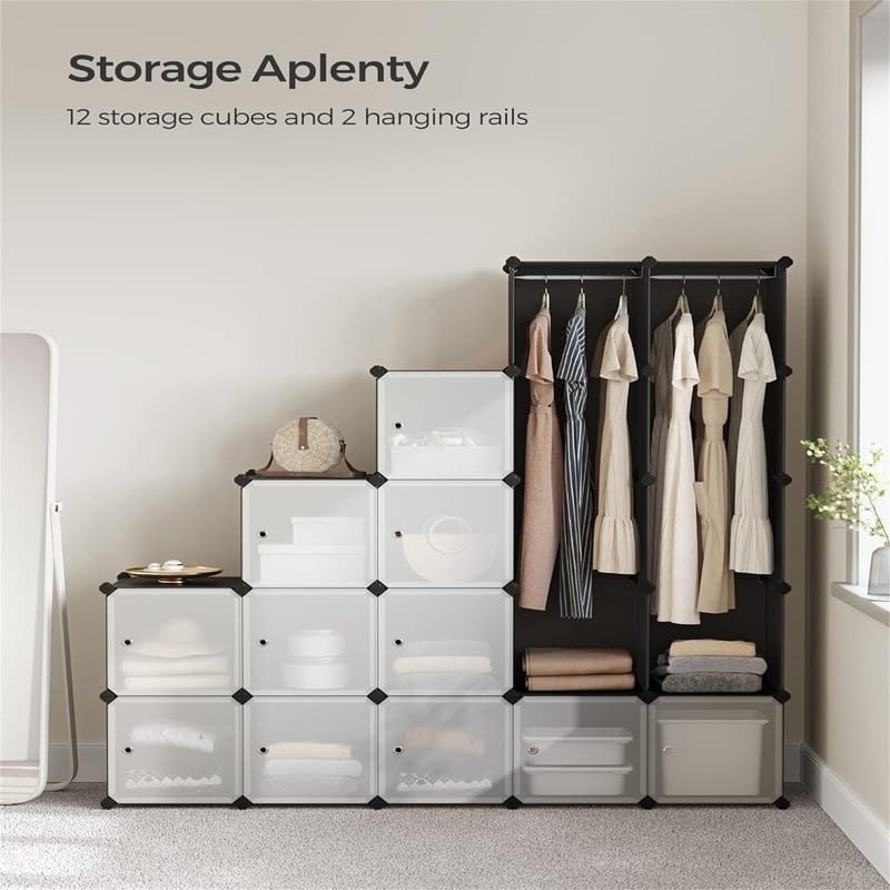 Cube Storage Organzier Portable Wardrobe Closet - 56.3"L x 14.2"W x 70.1"H