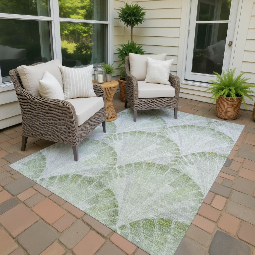 Machine Washable Indoor/ Outdoor Modern Fan Chantille Rug