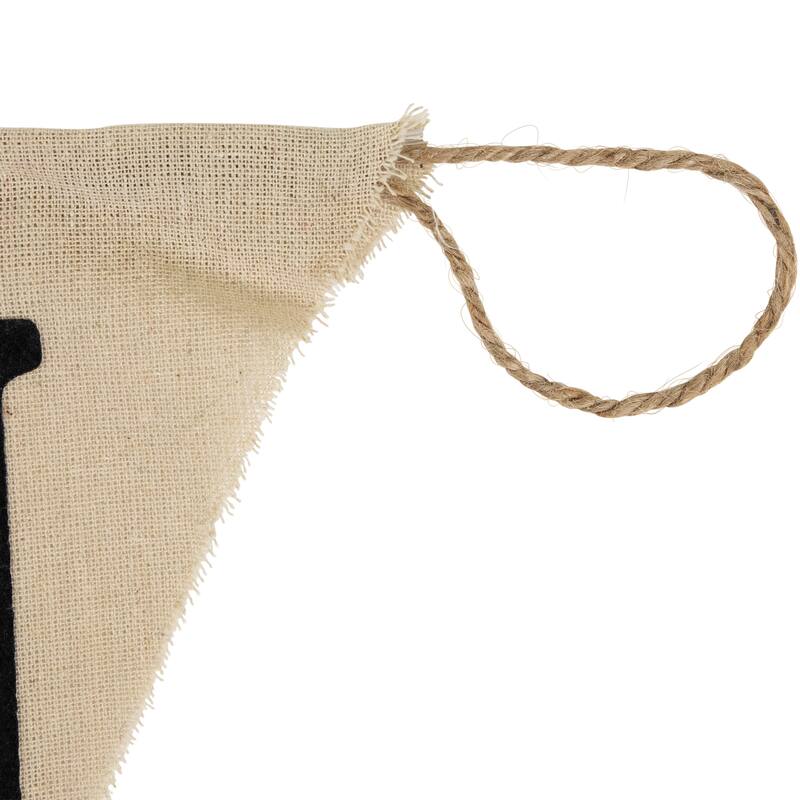 18.75" Beige Battery Operated LED Burlap Happy Halloween Banner