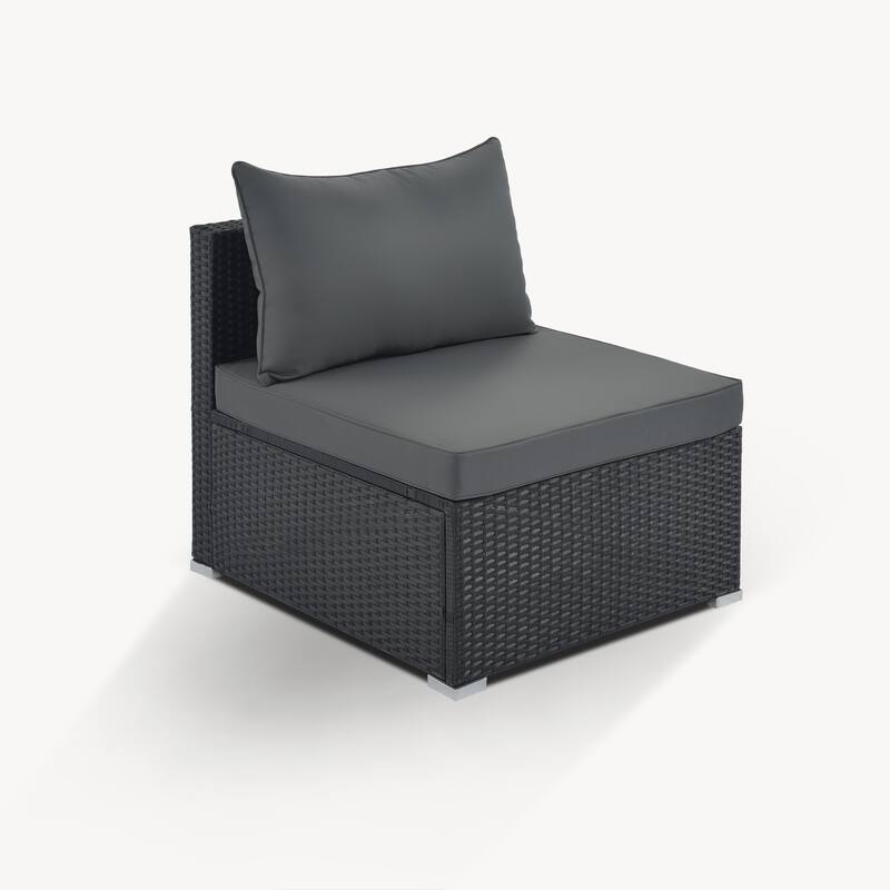 L-shape Sectional Sofa Patio Furniture Sets 8-Pieces Conversation Set Wicker Sofa Set Convertible Recliner Couch with Table
