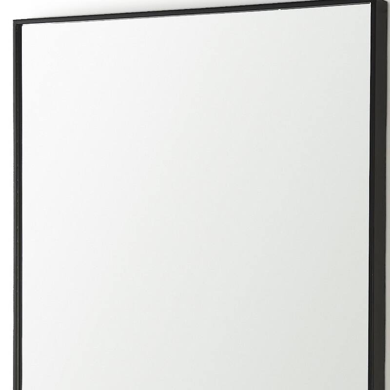 HomeRoots 40" Black Metal Framed Accent Mirror With Shelf - 24.02 in. x 39.96 in. x 3.94 in.