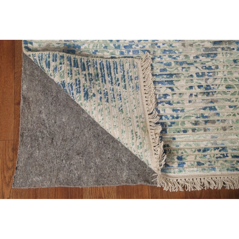 Striped Abstract Area Rug Hand-Knotted Wool Carpet - 5'7" x 7'6"