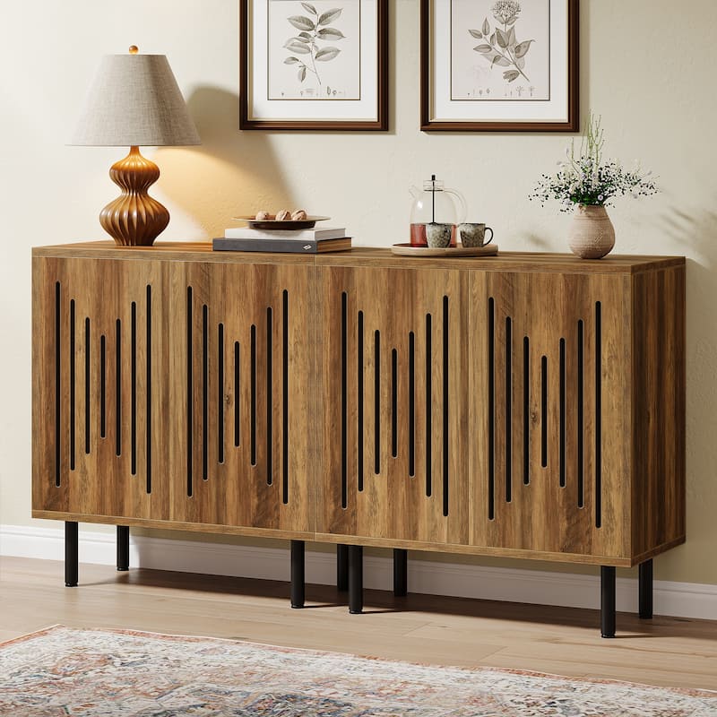 Sideboard Buffet Cabinet with Doors & Adjustable Shelves (Set of 2)