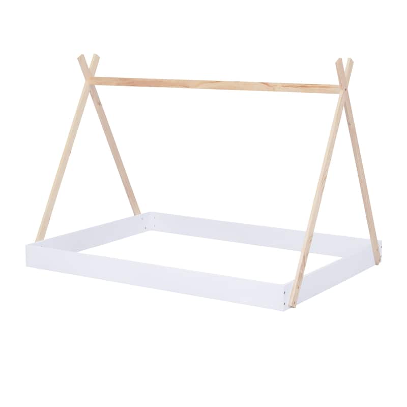Full Solid Wood Tent Floor Bed with Triangle Structure