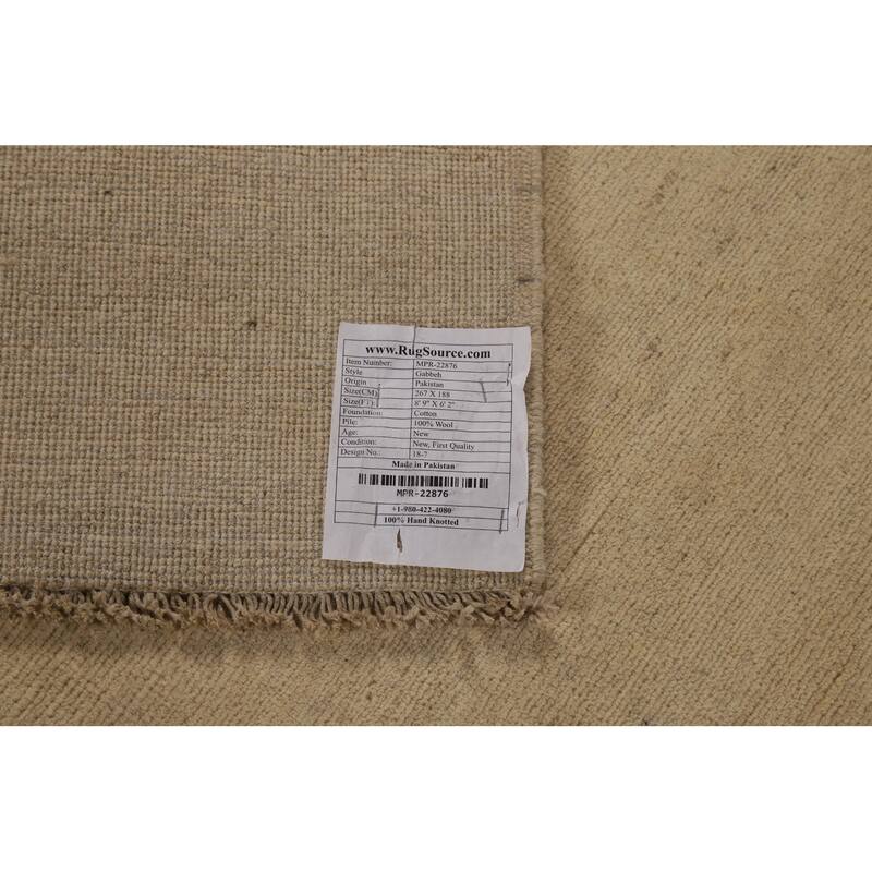 Modern Gabbeh Oriental Area Rug Hand-Knotted Solid Wool Carpet - 6'2"x 8'9"