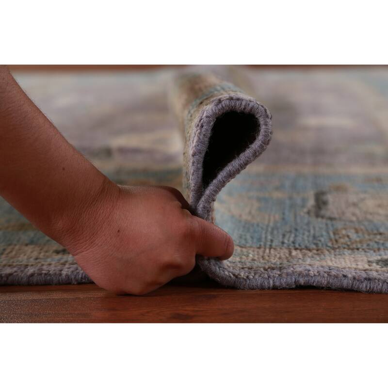 Hand Knotted Oriental 100% Wool Carpet Transitional All-Over Purples Oushak Area Rug - 9' 7'' X 8' 1''
