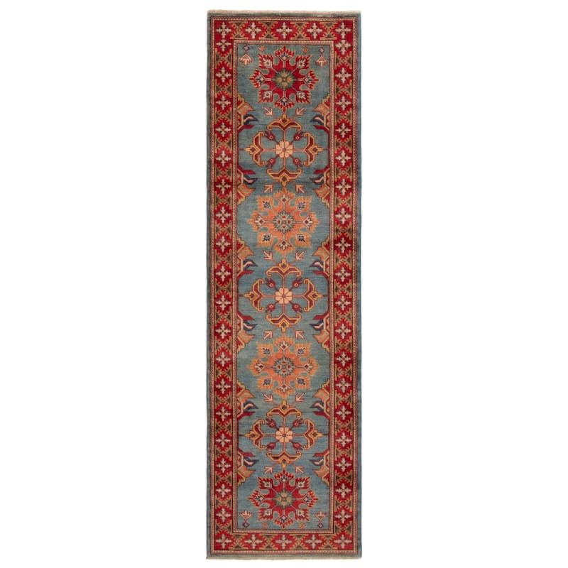 ECARPETGALLERY Hand-knotted Uzbek Ghazni Sky Blue Wool Rug - 2'9 x 9'8 - Sky Blue - 2'9 x 9'8