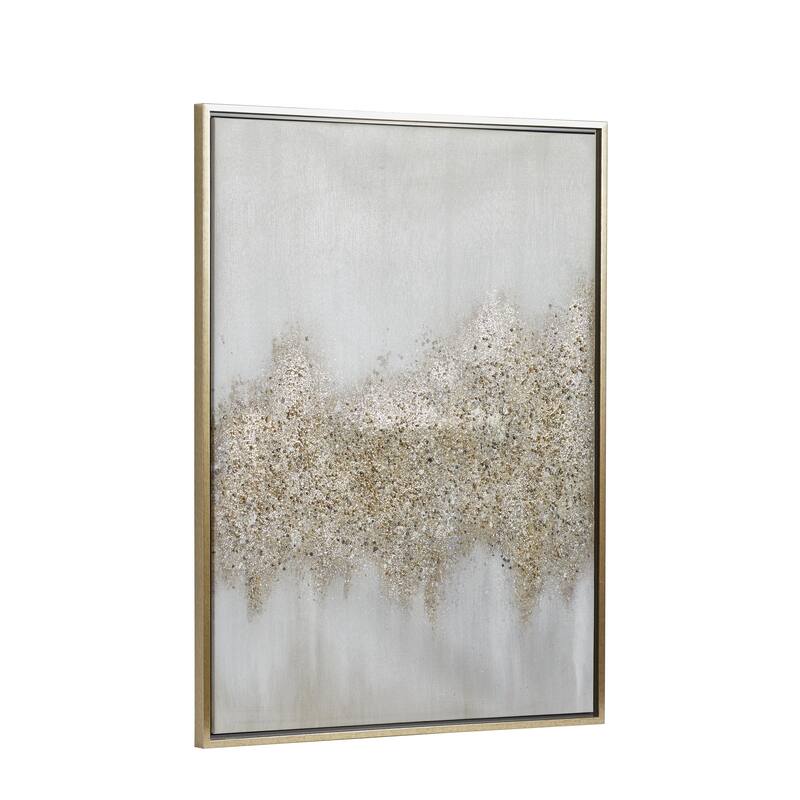 CosmoLiving by Cosmopolitan Canvas Glitter Flakes Geode Living Room Framed Wall Art with Gold Frame