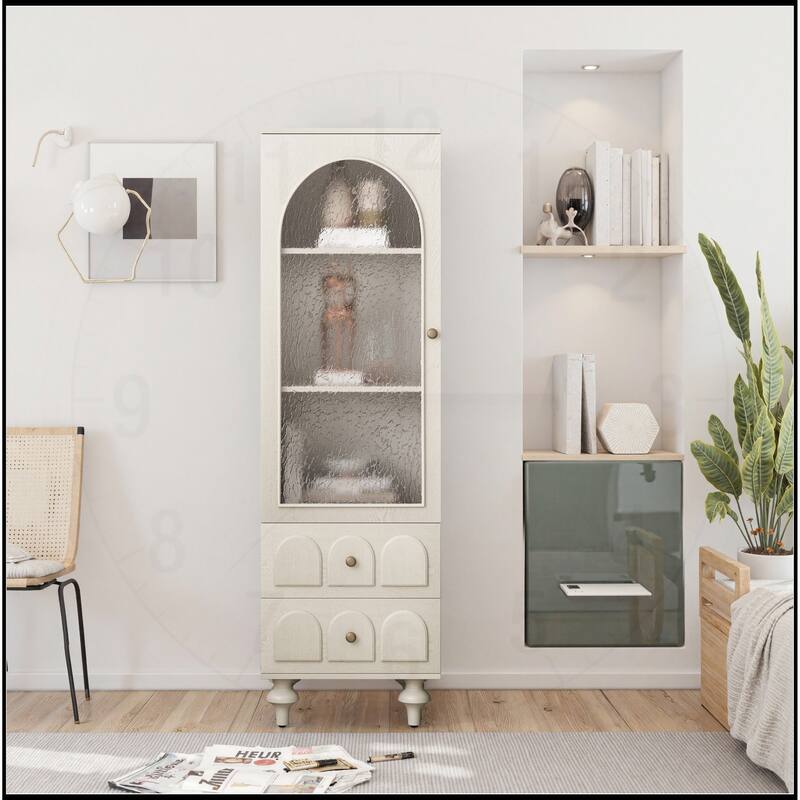 62.99" Tall Storage Display Cabinet with Tempered Glass Door