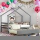 preview thumbnail 27 of 36, Twin Size House-shaped Platform Bed with Pull-out Trundle