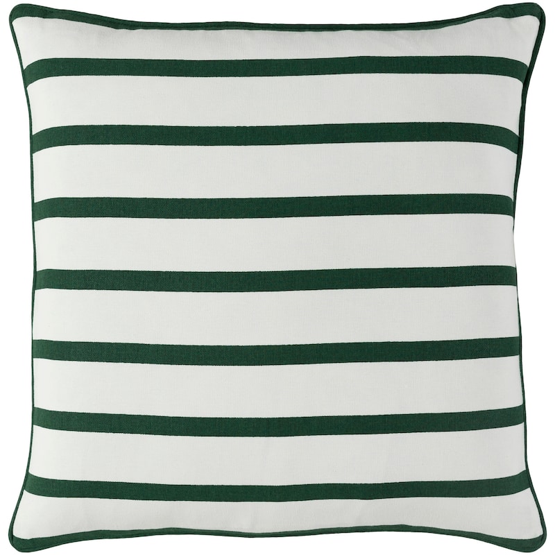 Aurum Stripe Holiday Dark Green Feather Down or Poly Filled Throw Pillow 18-inch