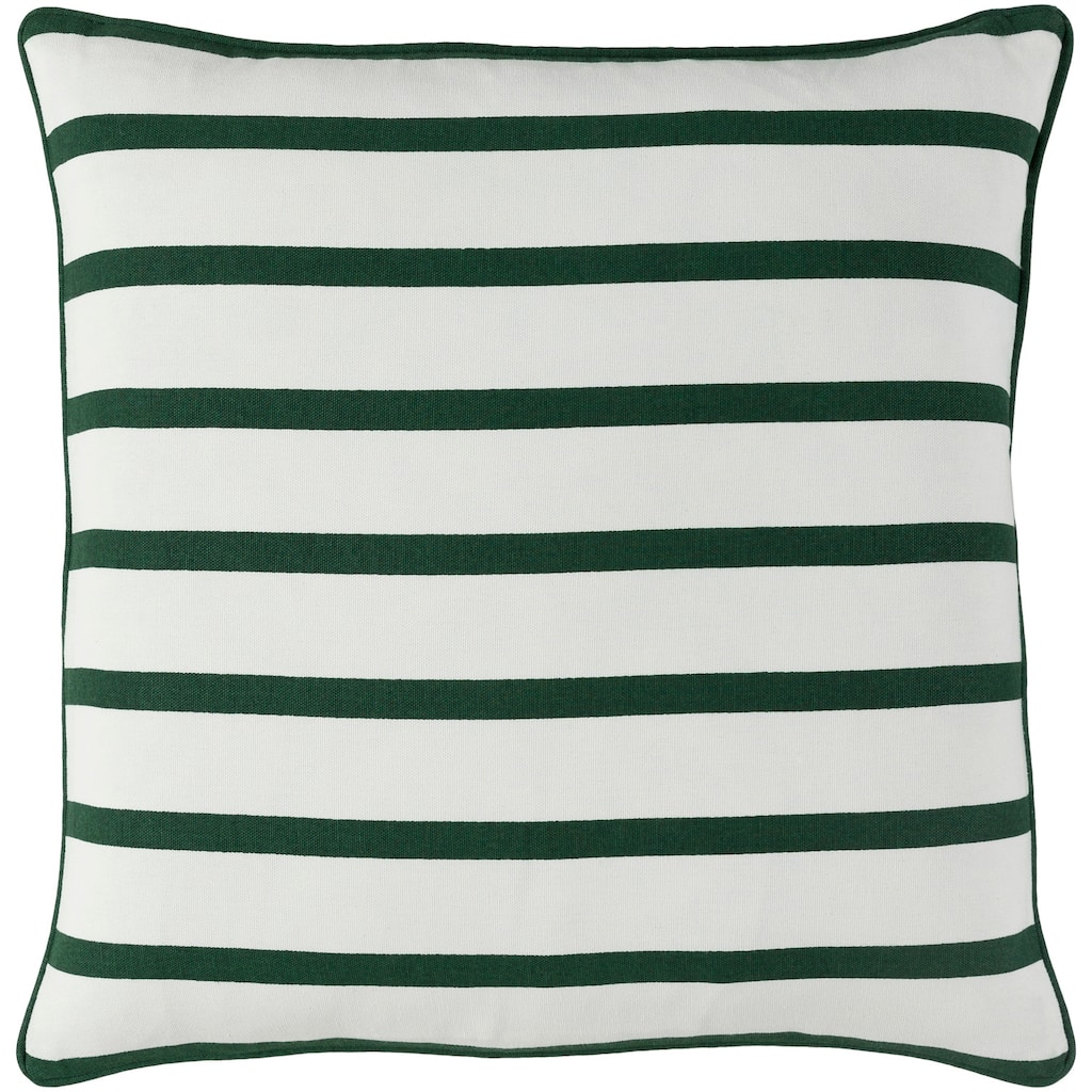 Aurum Stripe Holiday Dark Green Feather Down or Poly Filled Throw Pillow 18-inch