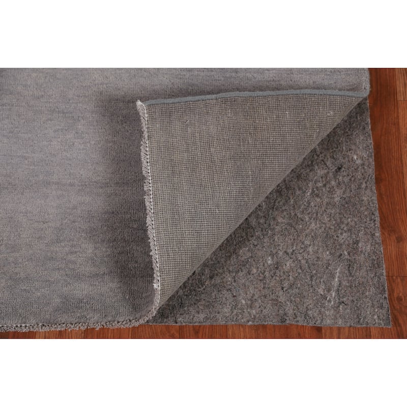 Hand Knotted Oriental 100% Wool Carpet Modern Solid Greys & Charcoal Gabbeh Runner Rug - 10' 0'' X 3' 1''