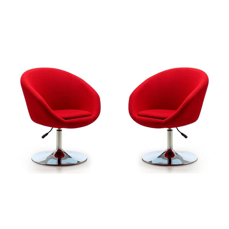 Manhattan Comfort Hopper Chrome Faux Leather Adjustable Height Chair (Set of 2) - Red