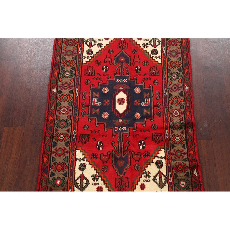 Geometric Persian Hamedan Home Decor Area Rug Hand-knotted Wool Carpet - 3'0" x 4'10"