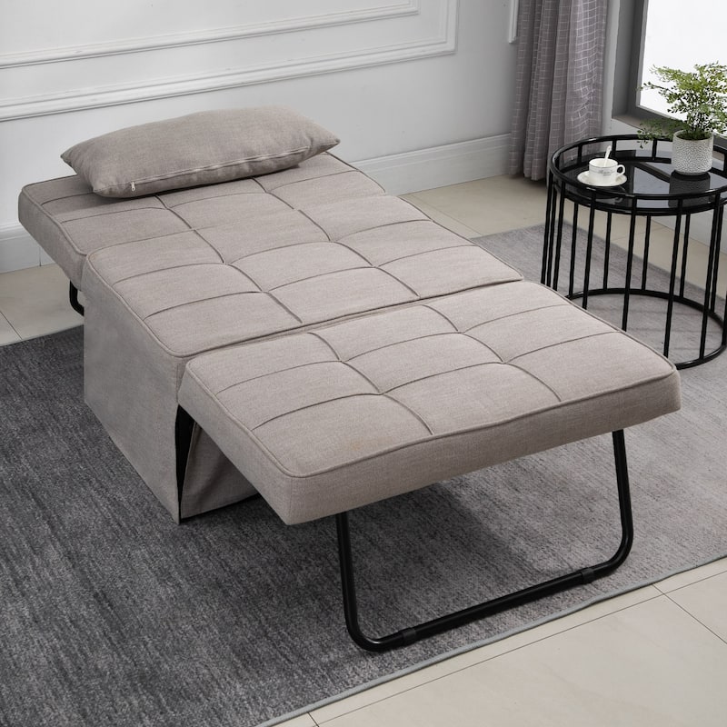 HOMCOM 4-in-1 Table/Sofa/Chair/Bed with 5-Level Adjustable Backrest, Footstool for Living Room or Bedroom