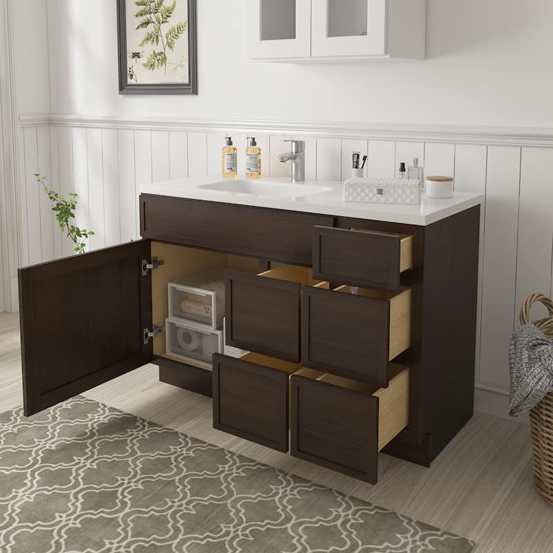 Vanity Art 48" Birch Freestanding Bathroom Vanity Cabinet without Top