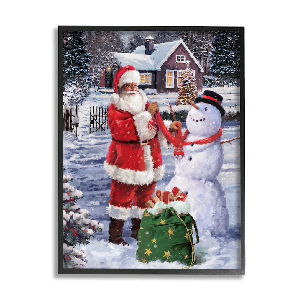 Stupell Santa Claus Building Snowman Holiday Winter Scenery Framed Wall Art - Multi-Color