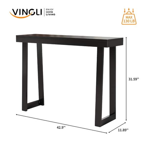 dimension image slide 1 of 4, Modern Console Table Solid Wood for Entryway or Hallway Decor