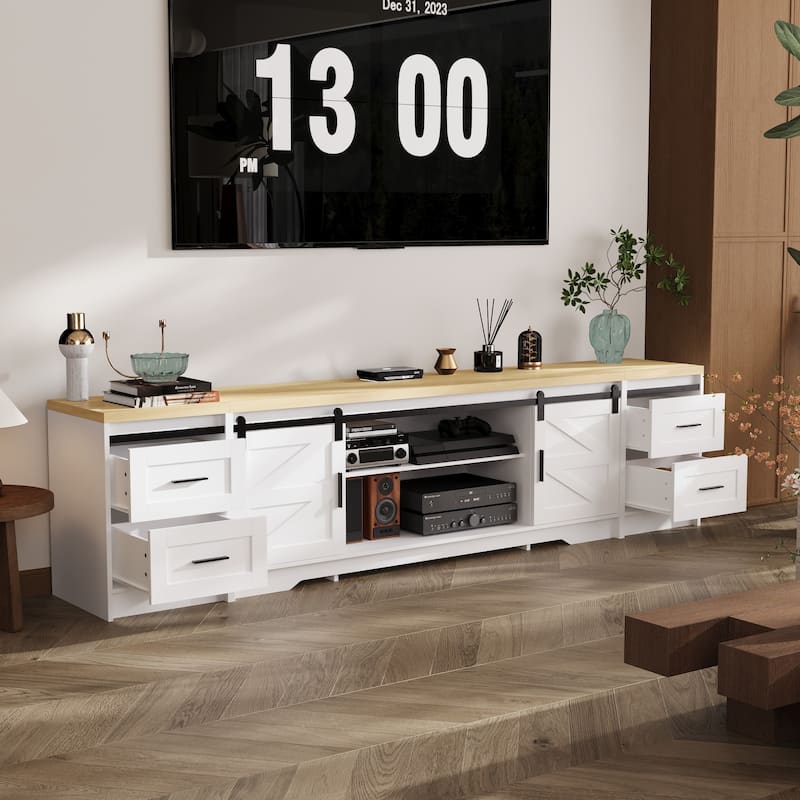 Rustic - Modern Sliding Door TV Stand: Style and Function Combined