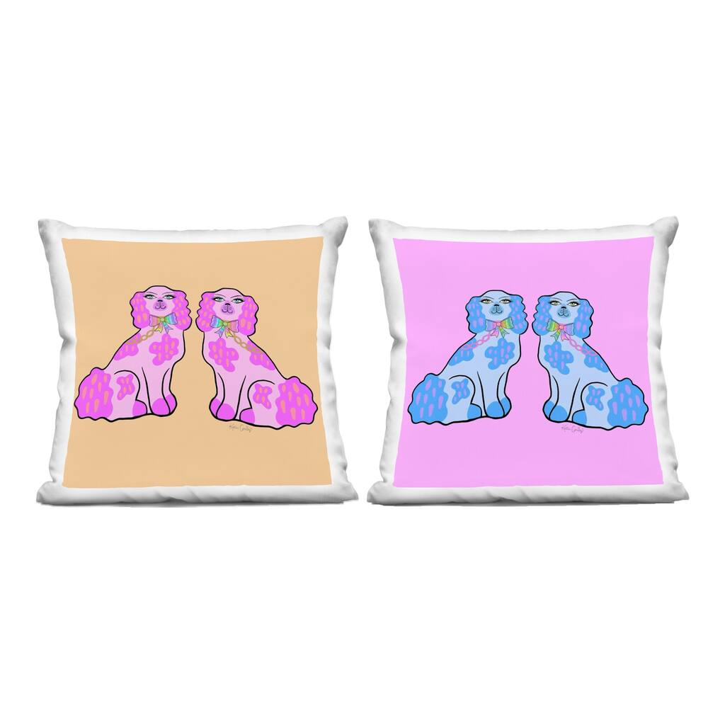 Stupell Bright Whimsy Dog Pairs Decorative Printed Throw Pillow Design by Katie Conley (Set of 2)