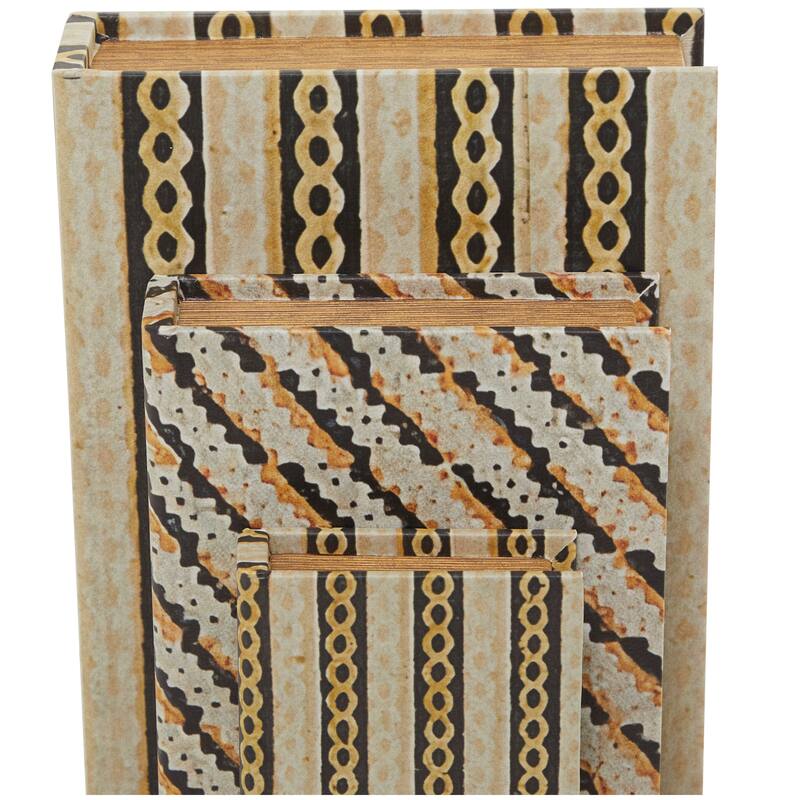 Burlap Leather Canvas Book Box Various Designs (Set of 3)