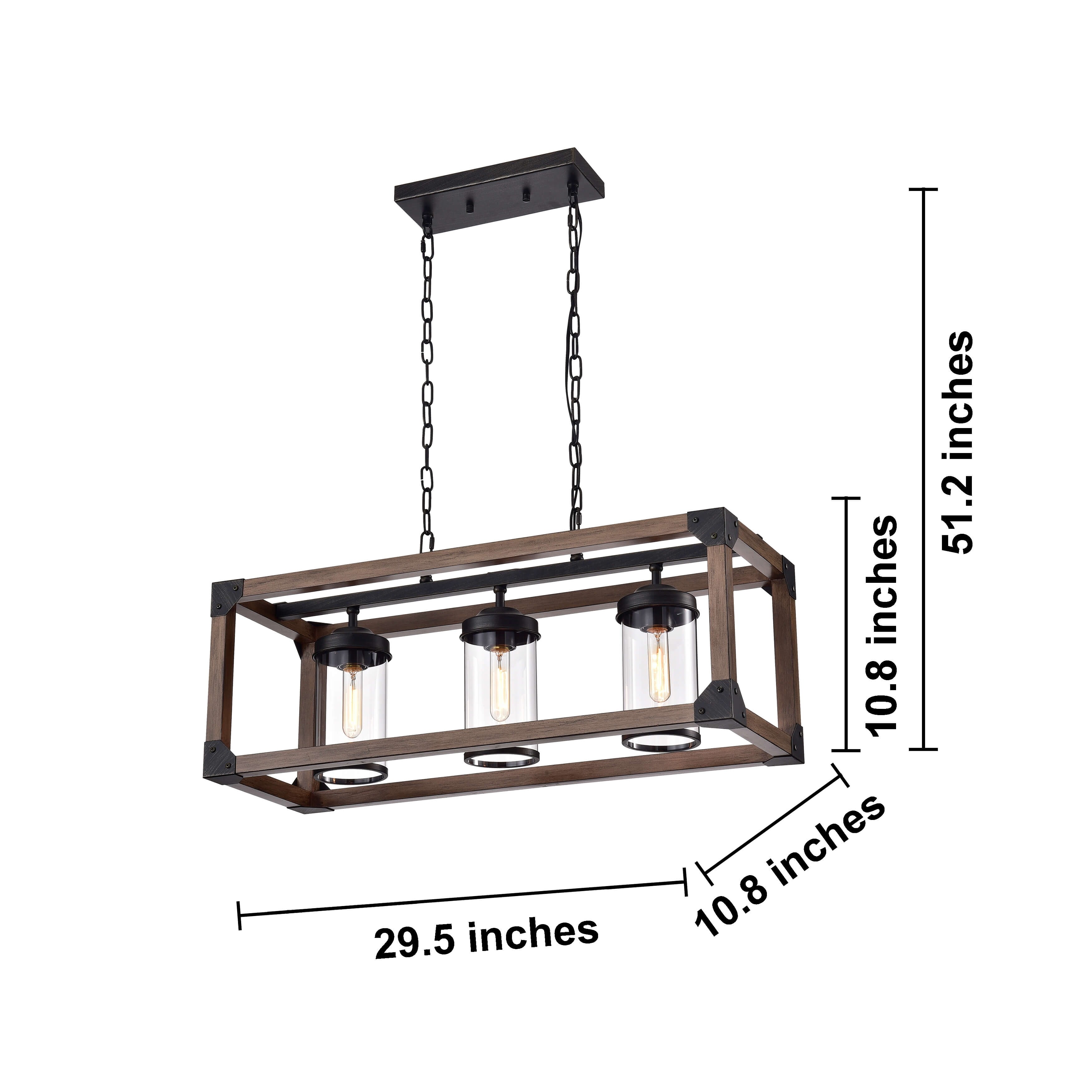 Daniela natural wood and antique black metal shop bubble glass chandelier