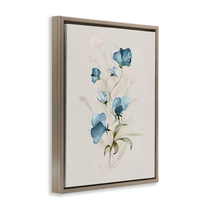 Stupell Blue Herb & Blossom Framed Floater Canvas Wall Art Design By Susan Jill