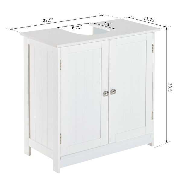 HOMCOM 24" Pedestal Sink Bathroom Vanity Cabinet - White