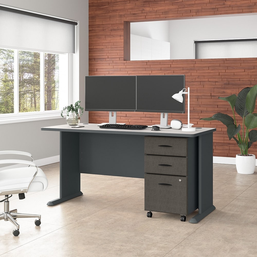 Series A 60W Desk with Mobile File Cabinet by Bush Business Furniture